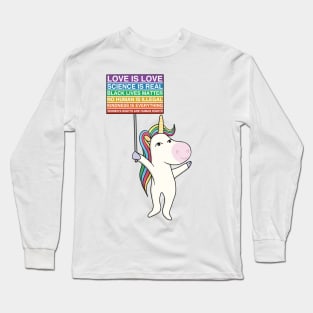 Social Justice Unicorn Activist Sign Equity Protest Inclusive Climate Change LBGTQ Equality Equity Long Sleeve T-Shirt